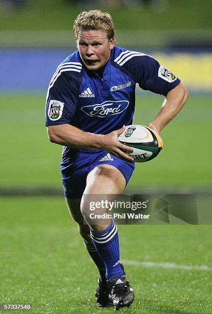 Daniel Braid of the Blues in action during the round ten Super 14 match between the Blues and the Western Force at North Harbour Stadium April 14,...