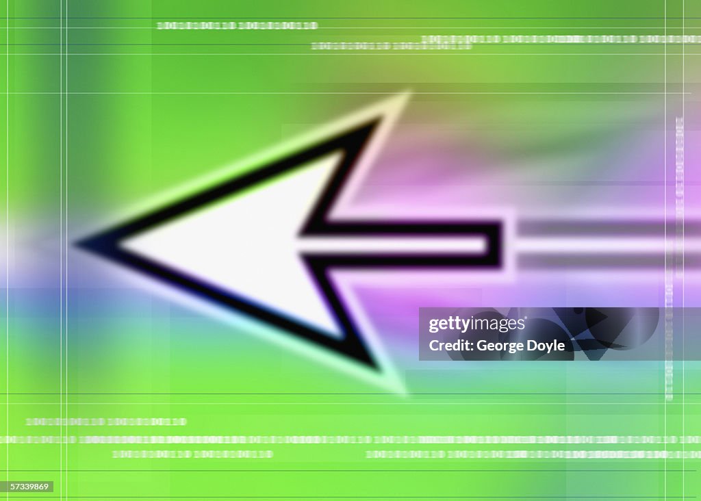 Blurred computer icon of an arrow with numbers superimposed