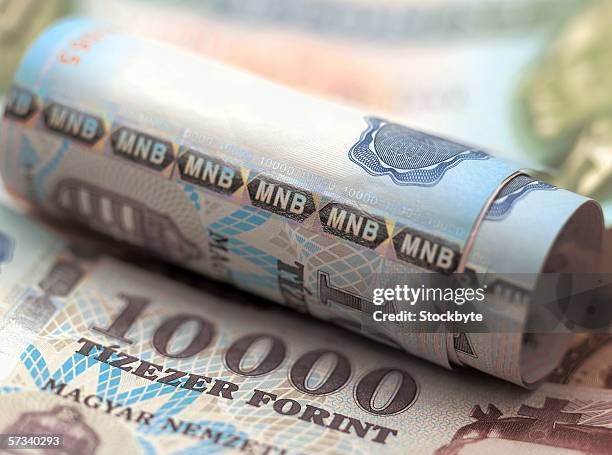 close-up of paper money - hungary forint stock pictures, royalty-free photos & images