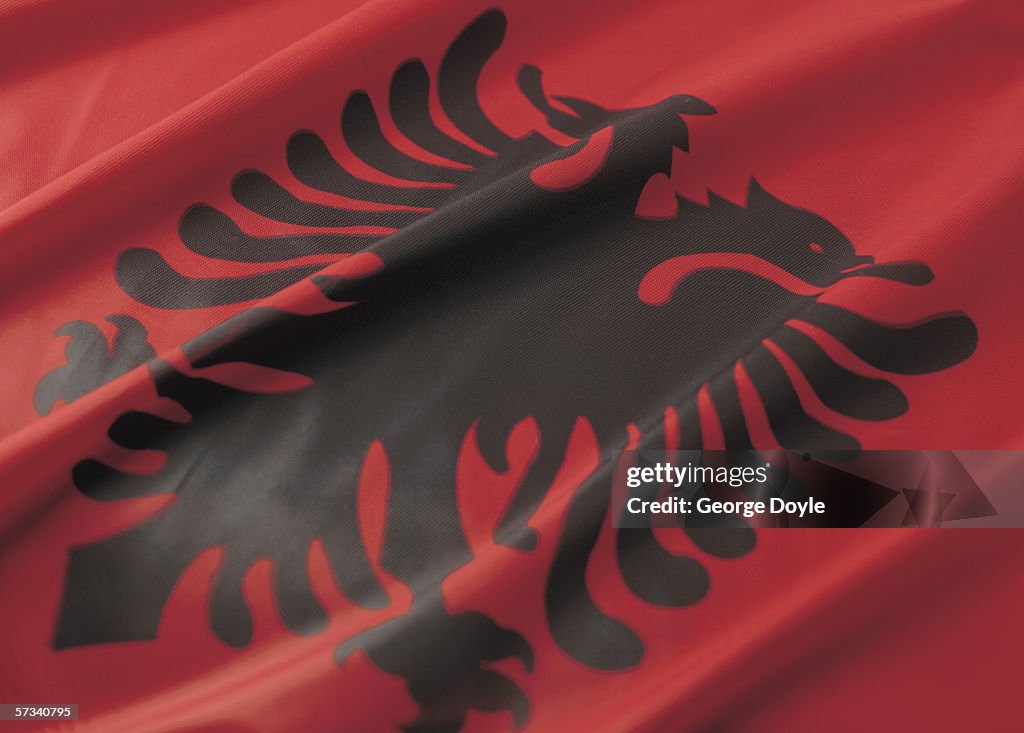 Close-up of the flag of Albania