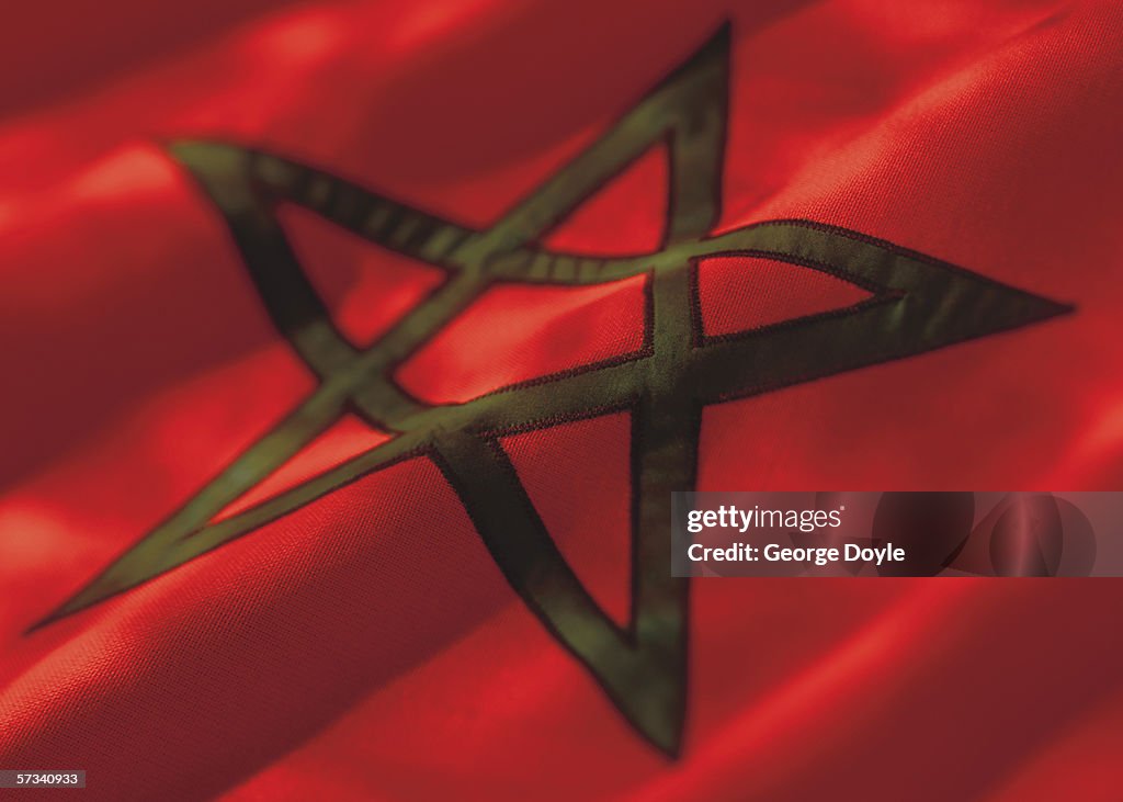 Close-up of the flag of morocco