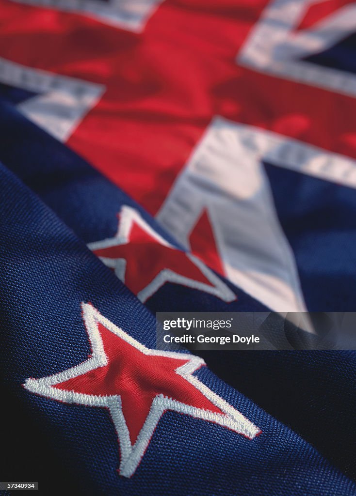 Close-up of the flag of New Zealand