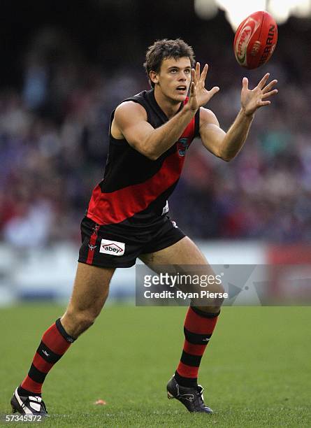 Brent Stanton of the Bombers in action during the round three AFL match between the Essendon Bombers and the Western Bulldogs at the Telstra Dome...