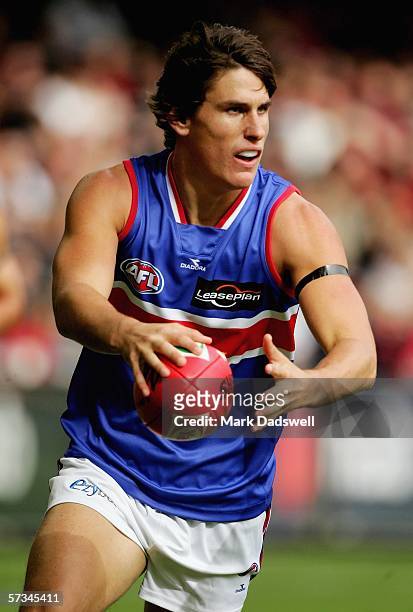 Ryan Griffen for the Bulldogs in action during the round three AFL match between the Essendon Bombers and the Western Bulldogs at the Telstra Dome...