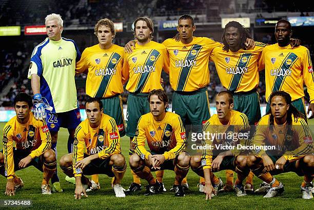 Members of the Los Angeles Galaxy pose for a team photo prior to their game against Chivas USA at Home Depot Center on April 15, 2006 in Carson,...