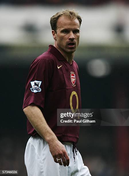 Dennis Bergkamp of Arsenal looks on during the Barclays Premiership match between Arsenal and West Bromwich Albion at Highbury on April 15, 2006 in...