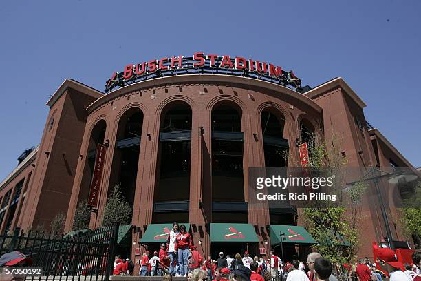 General view of first base entrance before the home opening game between the Milwaukee Brewers and the St. Louis Cardinals on April 10, 2006 at the...
