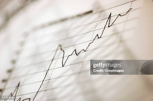 close-up of a line graph - diagrama de línea fotografías e imágenes de stock