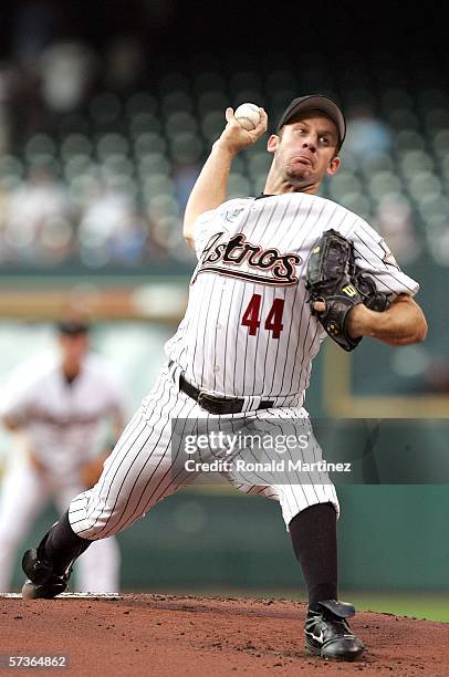 Pitcher Roy Oswalt of the Houston Astros delivers a pitch in the first inning against the Milwaukee Brewers on April 18, 2006 at Minute Maid Park in...