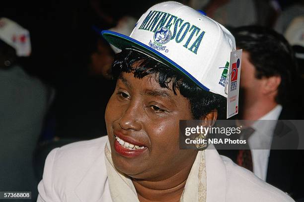 Kevin Garnett's mother in the greenroom during the 1995 NBA Draft at the Skydome on June 28, 1995 in Toronto, Ontario, Canada. NOTE TO USER: User...