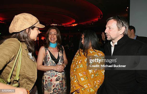 Actress Lisa Ray, Christina Marouda, director Indian Film Festival, director Deepa Mehta and producer David Hamilton attend the after party for the...