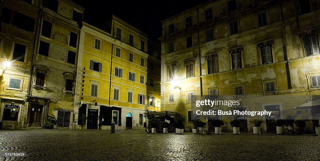 Piazza di Santa Maria in Trastevere at night, Rome