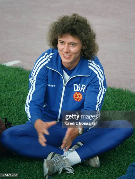 Marlies Goehr of German Democratic Republic is seen during the European Athletic Cup final on June 27, 1987 in Prague, Czech Republic.