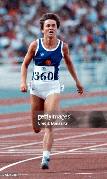 Marlies Goehr of German Democratic Republic in action in the women's 100m heat one during the European Athletic Championships on September 06, 1982...