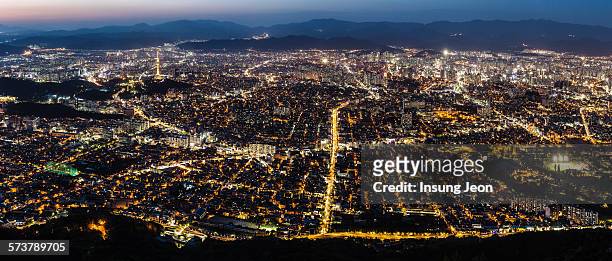 daegu city at night - daegu south korea stock pictures, royalty-free photos & images