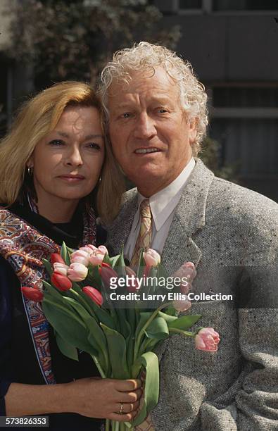 English actors Barry Foster and Meg Davies in a publicity still for the revival of the ITV television series 'Van der Valk', circa 1991. The series...