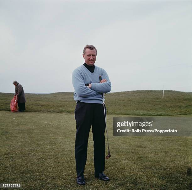 English golfer Michael Bonallack posed on a green at Royal St George's Golf Club in Sandwich, Kent during the Walker Cup golf tournament in May 1967.