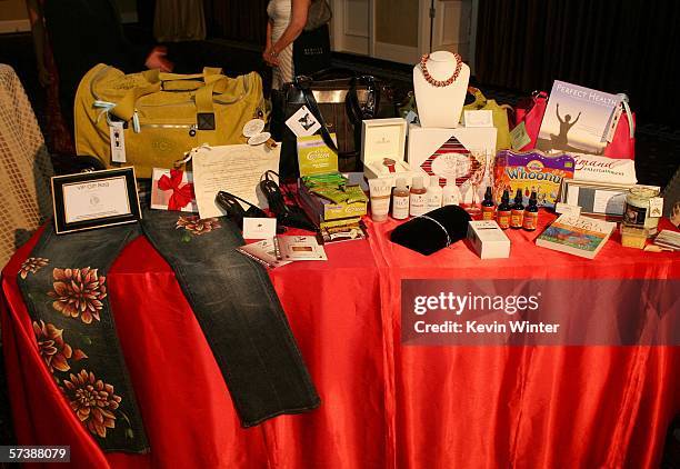 Gift Bag display inside at the inaugural The Billies presented by The Women's Sports Foundation at the Beverly Hilton Hotel on April 20, 2006 in...