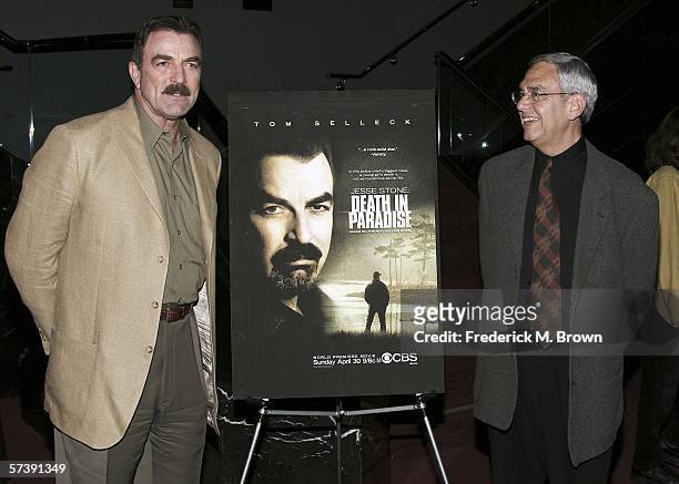 Actor Tom Selleck and producer Michael Brandman attend the CBS Screening of "Jesse Stone: Death In Paradise" at the Leonard H. Goldenson Theater on...