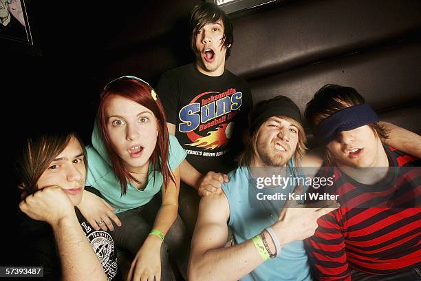 Josh, Hayley, Hunter, Jeremy and Zac of Paramore are seen at the Warped Tour 2006 Press Night and Party at Plush at the Key Club on April 20, 2006 in...