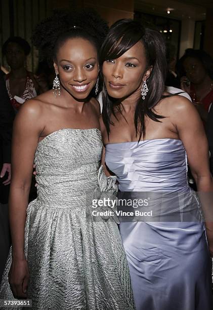 Actors Dahlia Phillips and Angela Bassett attend the after party for the Los Angeles premiere of the Lionsgate film "Akeelah and the Bee" on April...