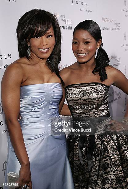Actors Angela Bassett and Keke Palmer attend the Los Angeles premiere of the Lionsgate film "Akeelah and the Bee" on April 20, 2006 at the Motion...