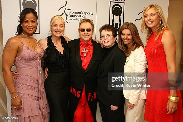 Boxer Laila Ali, actress Sharon Stone, Sir Elton John, tennis great Billie Jean King, First Lady of California Maria Shriver and tennis player Maria...