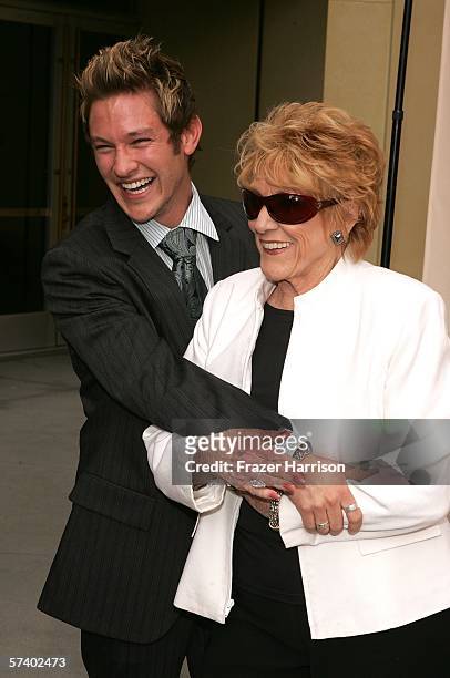 Actor Matthew Ashford poses with actress Jeanne Cooper as they arrive at the 33rd Annual Daytime Creative Arts Emmy Awards held at the Grand Ballroom...