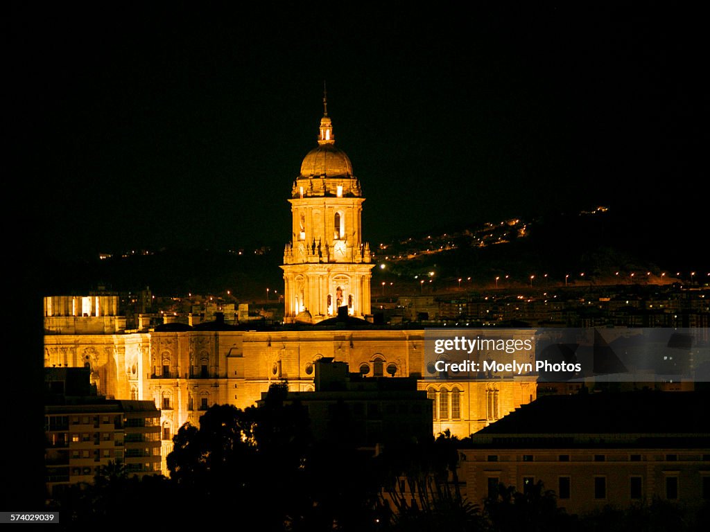 Cathedral at Night in Malaga