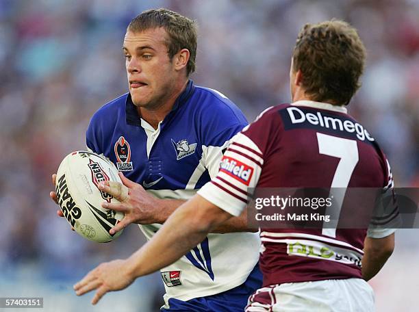 Daniel Holdsworth of the Bulldogs in action during the round seven NRL match between the Bulldogs and the Manly-Warringah Sea Eagles at Telstra...