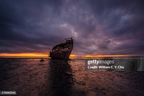 shipwreck at motueka - motueka stock pictures, royalty-free photos & images