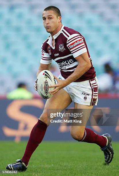 Chris Hicks of the Sea Eagles in action during the round seven NRL match between the Bulldogs and the Manly-Warringah Sea Eagles at Telstra Stadium...