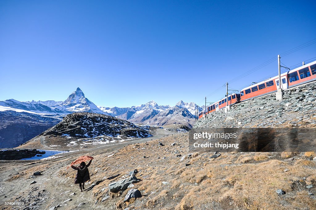 The train running to the Matterhorn