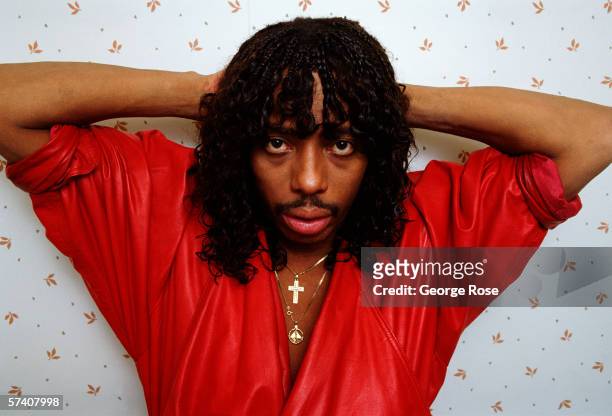 Super Freak" funk and soul singer Rick James poses during a 1987 West Hollywood, California photo session. Plagued with a history of drug and alcohol...