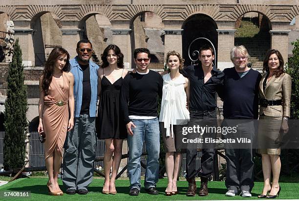 Maggie Q, Laurence Fishburne, Michelle Monaghan, JJ Abrams, Maggie Q, Jonathan Rhys Meyers, Philip Seymour Hoffman attend the 'Mission Impossible 3'...