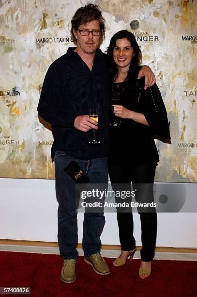 Mark Grotjahn and Jennifer Guidi attend the opening of artist Delia Brown's "Double Self-Portraits And Step & Repeat" exhibition at the Margo Leavin...