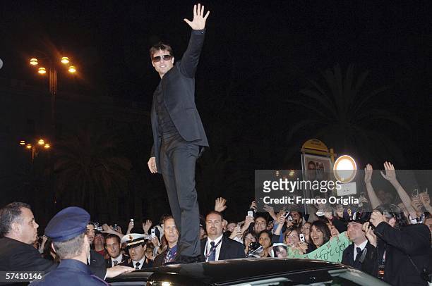 Actor Tom Cruise arrives at the World Premiere of 'Mission Impossible III' at Cinema Adriano on April 24, 2006 in Rome, Italy.
