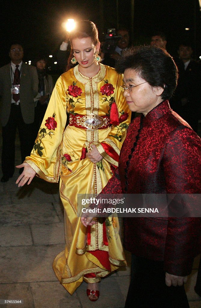 Morocco's King Mohammed VI's (L) wife Pr