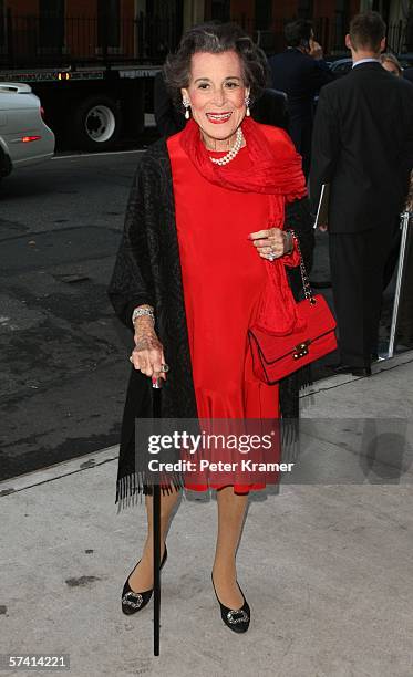 Socialite Kitty Carlisle Hart attends the Body & Soul celebration of the NFAA 2006 art winners at Baryshnikov Arts Center on April 24, 2006 in New...