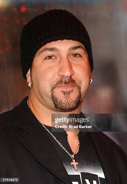 Singer Joey Fatone arrives for the 10th Anniversary of "Rent" at the Nederlander Theater on April 24, 2006 in New York City.