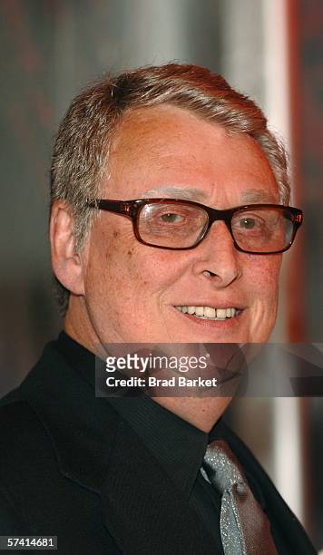 Director Mike Nichols arrives for the 10th Anniversary of "Rent" at the Nederlander Theater on April 24, 2006 in New York City.