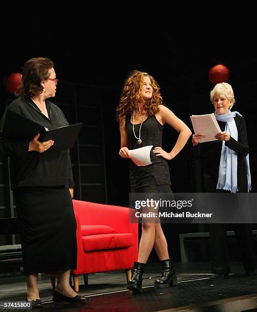 Actress Amy Hill, Hallee Hirsh and Alice Hirson perform at the VDAY West LA 2006 Show at the Ivy Substation on April 24, 2006 in Culver City,...