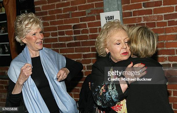 Actresses Alice Hirson, Doris Roberts and Cloris Leachman attend the VDAY West LA 2006 cocktail reception at the Ivy Substation on April 24, 2006 in...