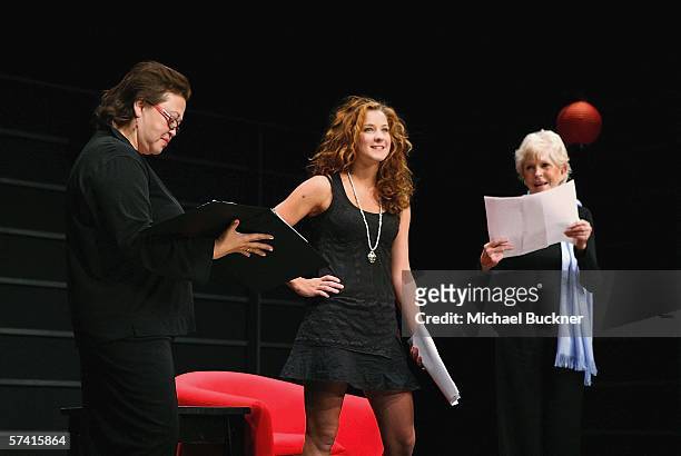 Actresses Amy Hill, Hallee Hirsh and Alice Hirson perform at the VDAY West LA 2006 Show at the Ivy Substation on April 24, 2006 in Culver City,...