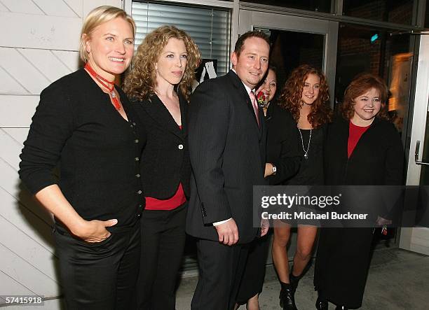 Actresses Denise Crosby, Deanna Raphael, director Harold Cronk, Amy Hill, Hallee Hirsh and Patrika Darbo attend the VDAY West LA 2006 cocktail...