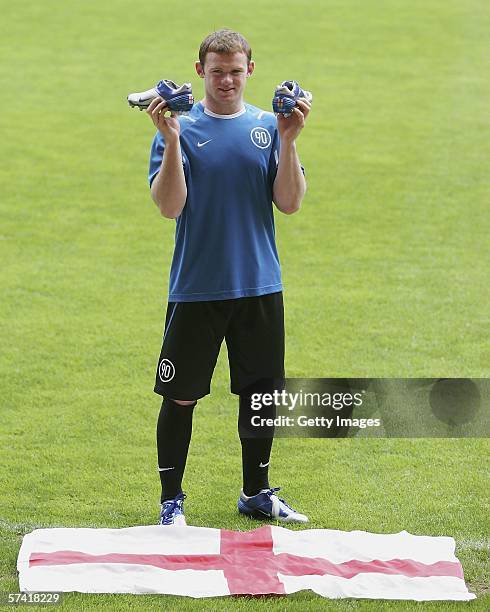 Wayne Rooney launches the Nike Total 90 Supremacy boots that he will wear at this summer's World Cup, at Old Trafford on April 25, 2006 in...