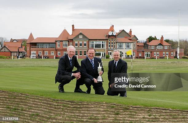 Peter Dawson , England secretary of the Royal and Ancient Golf Club of St Andrews, poses with the captain of Hoylake, Andrew Cross and Doug Norval,...