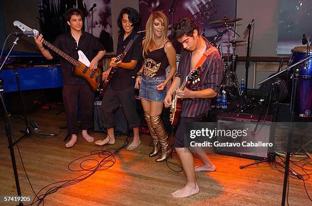 Alondra performs at the Billboard Latin Music Conference & Awards 2006 Kick Off Party at the Forge on April 24,2006 in Miami Beach, Florida.