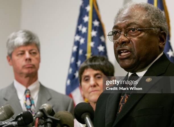 Rep. James Clyburn , Rep. Rosa DeLauro and Rep. Bart Stupak speak about gas prices during a news conference with House Minority Leader Nancy Pelosi...