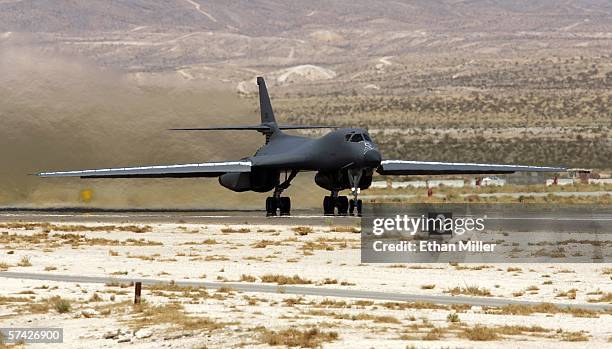 United States Air Force B-1B Lancer takes off from Nellis Air Force Base while participating in the Joint Expeditionary Force Experiment 2006 April...
